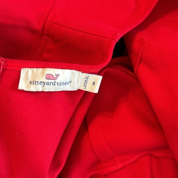 Vineyard Vines red ruffle flutter sleeve a-line sheath dress sz 8 - Picture 13 of 15